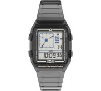Timex Unisex Q LCA 35mm Watch - Gray Strap Digital Dial Gray Case