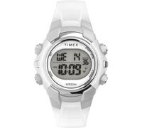 Timex Unisex Sport 33 mm Watch - White Resin Strap Digital Dial Silver-Tone Case TW5M61500