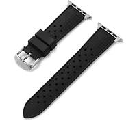 Timex Unisex Strap Compatible with 42mm - 44mm Apple Watch, Black/Silver, L, strap