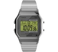 Timex Unisex T80 34 mm Watch - Stainless Steel Stainless Steel Expansion Band Digital Dial Silver-Tone Case TW2R79100