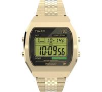 Timex Unisex T80 36 mm Watch - Gold-Tone Stainless Steel Band Digital Dial Gold-Tone Case TW2V74300