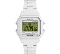 Timex Unisex T80 36mm Watch - White Bracelet Digital Dial White Case, White, Retro