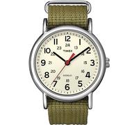 Timex Mens Indiglo Watch Green Nylon Strap Cream Dial T2N651