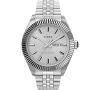 Timex Waterbury Legacy Day-Date 41mm Men's Watch - Silver Dial with Stainless Steel Case and Strap