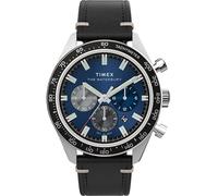 Timex Waterbury Traditional Chronograph 41mm Leather Strap Watch TW2Y18600, blue, Dress