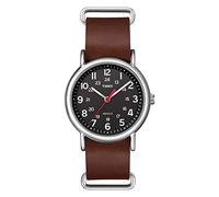 Timex Weekender 38mm Black Dial and Brown Leather Strap Quartz Watch TW2R63100