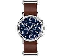 Timex Weekender 40mm Blue Dial and Brown Leather Strap Chronograph Quartz Watch TW2R63200