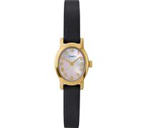 Timex Women's Cavatina 18mm Watch - Black Strap Mother of Pearl Dial Gold-Tone Case, Black