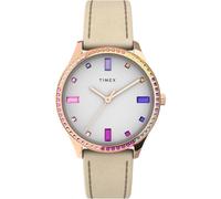 Timex Women's Dress 32 mm Watch - White Dial, Rose Gold-Tone Case, Tan Leather Strap TW2Y06500