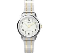 Timex Women's Easy Reader 25mm Watch, Two-Tone Stainless Steel Expansion Band White Dial Silver-Tone Case