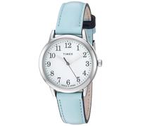 Timex Women's Easy Reader 30mm Watch - Silver-Tone Case White Dial with Light Blue Leather Strap