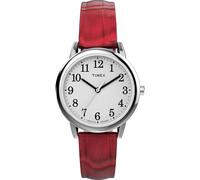 Timex Watch Easy Reader 30mm Leather Strap Women's Red/Silver-Tone White