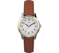 Timex Women's Essex Avenue 25mm Watch - Two-Tone Case White Dial with Brown Leather Strap