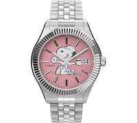 Timex Women's Peanuts 36 mm Watch - Silver-Tone Stainless Steel Bracelet Pink Dial Silver-Tone Case TW2V47400