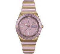Timex Women's Q 36 mm Watch - Two-Tone Stainless Steel Expansion Band with Pink Dial and Gold-Tone Case TW2W87600