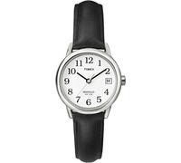Timex Women's T2H331 Indiglo Leather Strap Watch, Black/Silver-Tone/White, Black/Silver-Tone/White, One Size, Quartz Watch