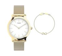Timex Women's Transcend 31 mm Quartz Watch - Gold-Tone Stainless Steel Mesh Band with White Dial TWG067000