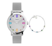 Timex Women's Transcend 31 mm Quartz Watch - Silver-Tone Stainless Steel Mesh Band with Silver-Tone Dial TWG066900