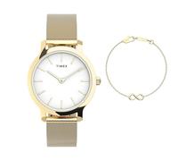 Timex Women's Transcend 31mm Watch - Gold-Tone Mesh Bracelet Quick Release White Dial Gold-Tone Case
