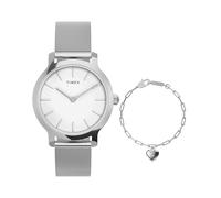 Timex Women's Transcend 31mm Watch - Silver-Tone Mesh Bracelet Quick Release White Dial Silver-Tone Case