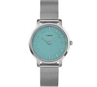 Timex Women's Transcend 34mm Watch - Silver-Tone Mesh Bracelet Quick Release Blue Dial Silver-Tone Case