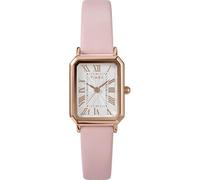 Timex Women's Trend 21 mm Watch, Pink Leather Strap White Dial Rose Gold-Tone Case TW2Y01100