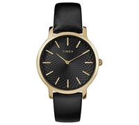 Timex Women's Trend 34mm Watch - Gold-Tone Case with Black Dial and Black Leather Strap TW2R36400