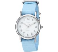 Timex Women's TW2R80600 Weekender 31mm Blue/Silver-Tone Nylon Slip-Thru Strap Watch