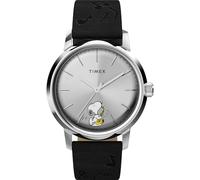 Timex x Peanuts Men's Marlin Automatic Saxophonist 40mm Watch - Black Strap Silver-Tone Dial Stainless Steel Case, Black, Black, Black