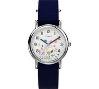 Timex x Peanuts Women's Weekender in Bloom 31mm Watch - Blue Strap White Dial Silver-Tone Case, Blue