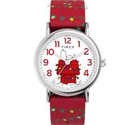 Timex x Peanuts Women's Weekender Holiday 38mm Watch - Red Strap White Dial Silver-Tone Case