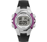 Timex Youth Digital 33 mm Watch, Digital Dial Silver-Tone Case, Blue Resin Strap