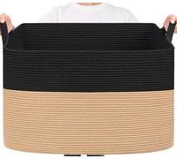TIMEYARD 105L Extra Woven Storage Laundry Basket for Livingroom Black Jute | 63.5x40.5x40.5cm Large Storage Basket for Laundry, Toys, Blankets and Household Items Decorative Basket for Nursery