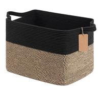 TIMEYARD 50L Large Woven Storage Basket Rope Laundry Basket Black Jute