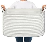 TIMEYARD 65L Large Laundry Basket Woven Cotton Rope Storage Basket White