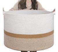 TIMEYARD 85L Large Blanket Basket Nursery Storage Basket White Jute | 55x35cm Woven Laundry Basket for Baby Items, Blankets and Toys. Decorative Storage for Nursery and Bedroom