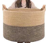 TIMEYARD 85L Large Woven Laundry Basket Blanket Storage Basket Black Jute