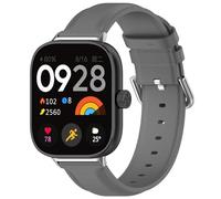 TIMEYUE Genuine Leather Watch Strap for Xiaomi Redmi Watch 4, Breathable, Tang Buckle Design, Soft Replacement Bracelet Band, Gray