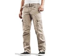 Timezone BenitoTZ Benito Men's Cargo Trousers with Fabric Belt, Dune Brown, 34 W/32 L