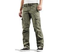 Timezone BenitoTZ Benito Men's Cargo Trousers with Fabric Belt, Light tank green, 36 W/32 L