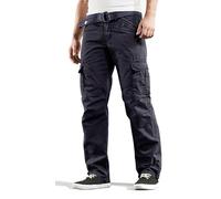 Timezone BenitoTZ Benito Men's Cargo Trousers with Fabric Belt, total eclipse, 31 W/34 L