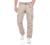 Timezone BenitoTZ Men's Cargo Jeans Trousers Loose Fit Cargo Trousers Fabric Belt 100% Cotton Basic Pockets Beige Grey Green W28 W29 W30 W31 W32 W33 W34 W36 W38 W40, Stone Beige (2202), 38 W/32 L