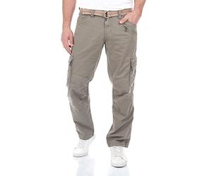 Timezone BenitoTZ Men's Cargo Jeans Trousers Loose Fit Cargo Trousers Fabric Belt 100% Cotton Basic Pockets Beige Grey Green W28 W29 W30 W31 W32 W33 W34 W36 W38 W40, Pearl Grey (8435), 38 W/30 L
