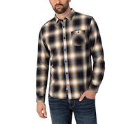 Timezone Men's Effect Weave Shirt, Navy Ochre Check, 3XL