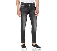 Timezone Men's Slim Edwardtz Jeans, Black Scrub Wash, 34 W/34 L