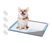 Timgle 1 Dog Pee Pad Holder Puppy Pad Tray 30 x 24 Inches Silicone Dog Potty Tray No Spill Pee Mat Potty Cushion Holder with 4 Clamps for Pets, Easy to Clean and Store(Gray)