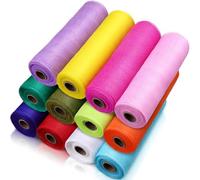 Timgle 12 Rolls Easter Deco Mesh Ribbon for Wreath Making 6 Inch x 30 Feet Each Roll Poly Metallic Foil Deco Mesh Ribbons for DIY Crafts Easter Christmas Spring Summer Party Decor (Fresh Color)