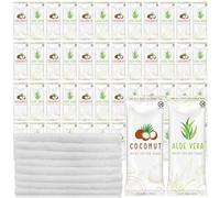 Timgle 50 Pcs Moist Towelette Individually Wrapped, Aloe Vera, Coconut | Individually Wrapped, Essential Oil Infused, Soft Terry, Hot or Cold Use, Travel Spa Body Facial Refreshing Wipes