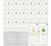 Timgle 50 Pcs Moist Towelettes Individually Wrapped Scented Disposable Face Towels Essential Oil Infused Moist Terry Cotton Towel for Use Hot or Cold Travel Body Spa(Sage, Chamomile)