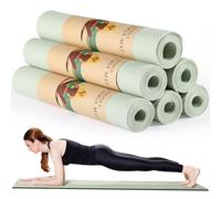 Timgle 6 Pack Yoga Mats Bulk 68 x 24 Inches Non Slip Exercise Yoga Mat 4 mm Thick Anti Slip Tear Resistant Sports Gym for Fitness Stretching Home Workout and Studio(Grayish Green)